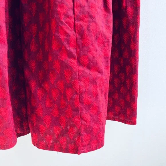 Universal Thread Womens M Red Tiered Dress Balloon Long Sleeve Smocked Neck Maxi - Picture 6 of 10